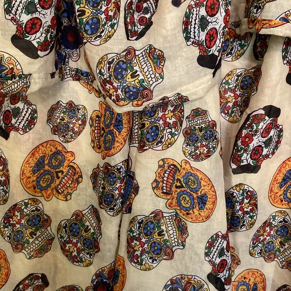 Sugar Skulls Day of the Dead Halloween Colorful Infinity Scarf BOHO Chic - Picture 2 of 11